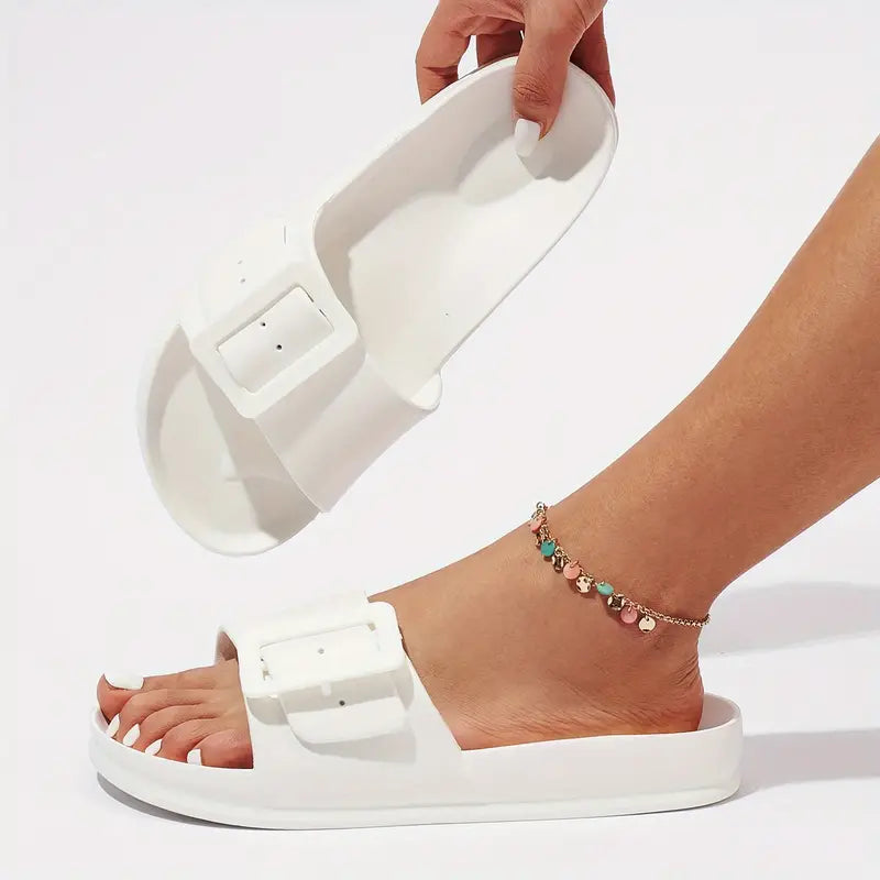 Adjustable Buckle Slippers — Cloud Slides