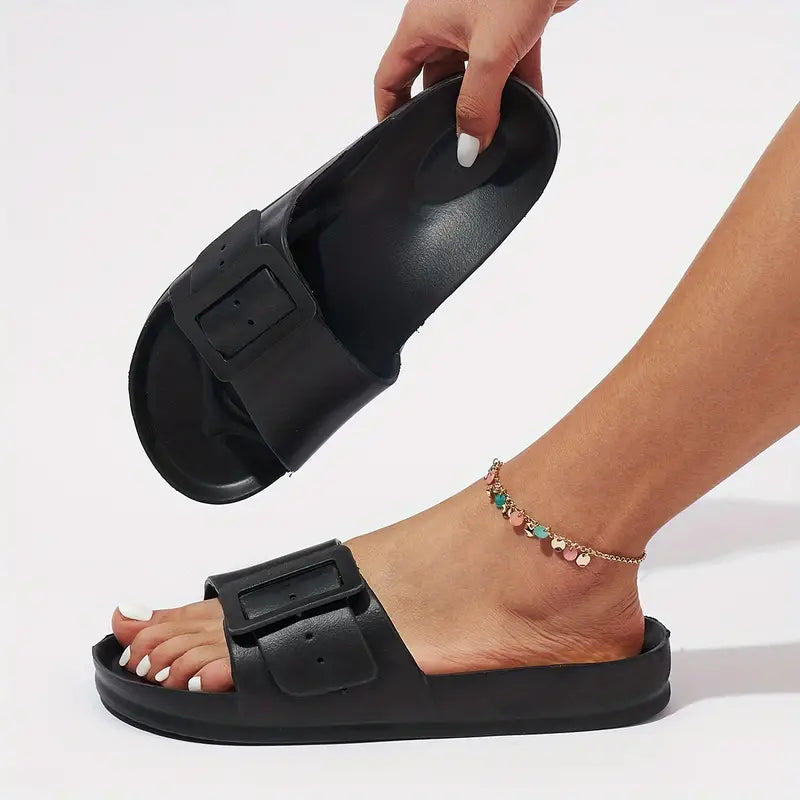 Adjustable Buckle Slippers