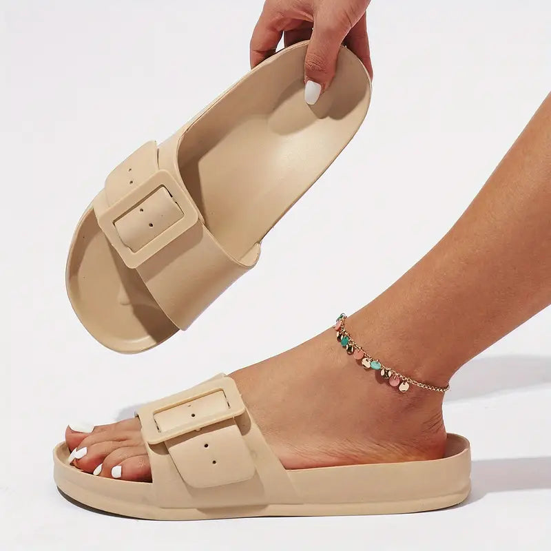 Adjustable Buckle Slippers