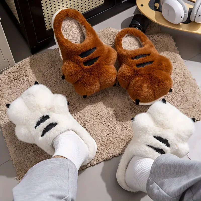 Bear Claw Plush Slippers