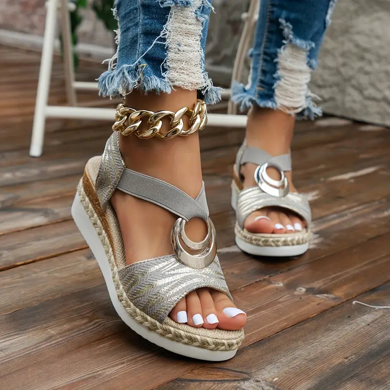 Boho Straps Wedge Sandals — Cloud Slides