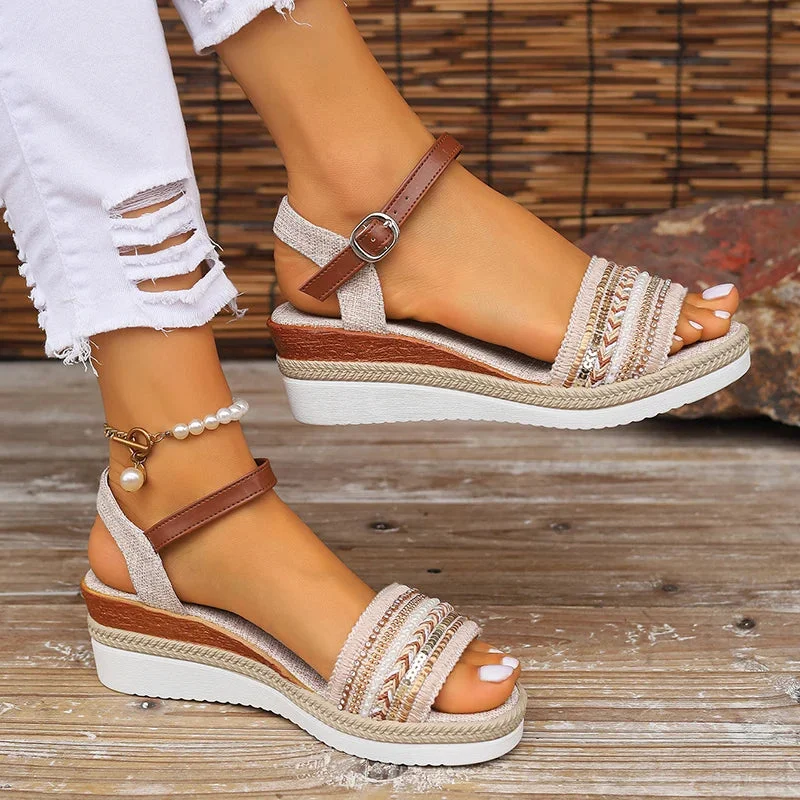 Braided Straps Wedge Sandals