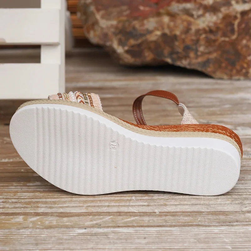 Braided Straps Wedge Sandals