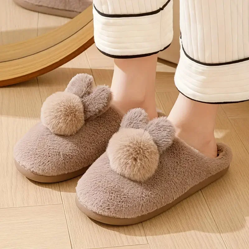 Bunny Pompom Slippers — Cloud Slides