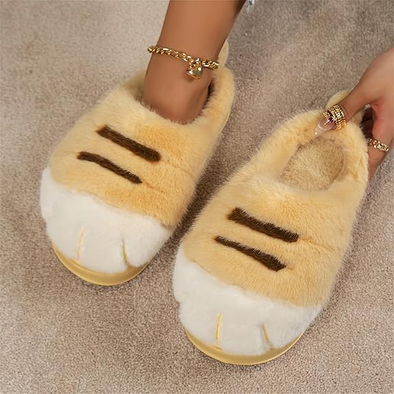 Cat Paw Plush Slippers — Cloud Slides