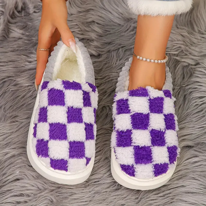 Checkered Plaid Cozy Slipper — Cloud Slides