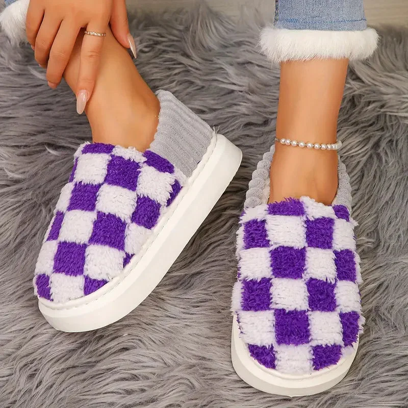 Checkered Plaid Cozy Slipper