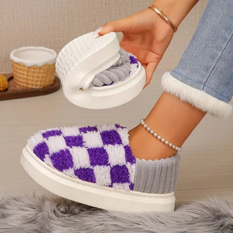 Checkered Plaid Cozy Slipper