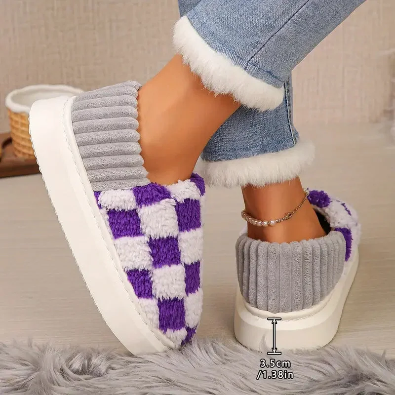 Checkered Plaid Cozy Slipper