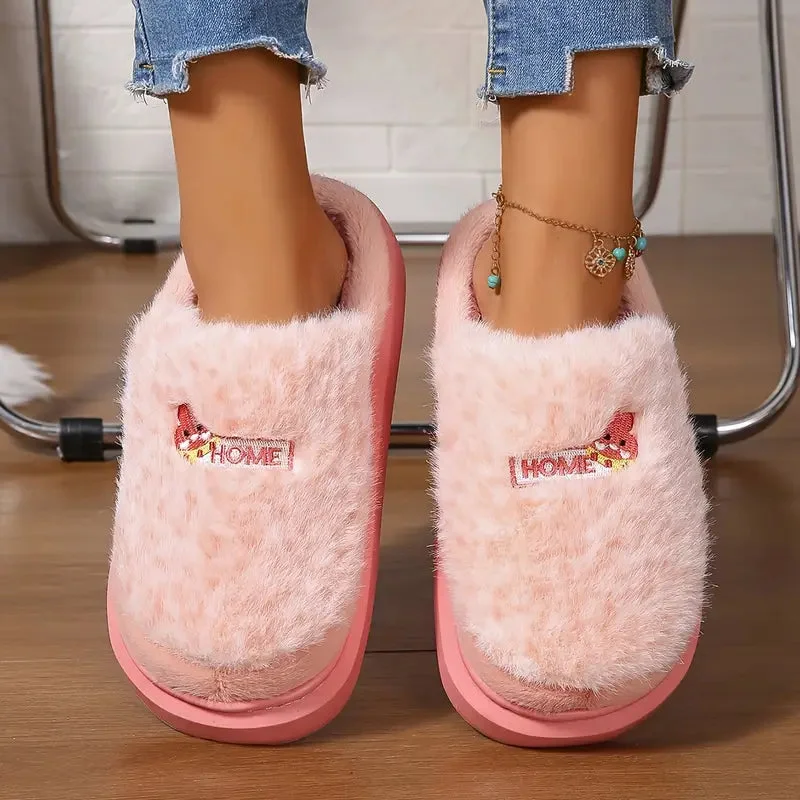 Cozy Pink Plush Slippers