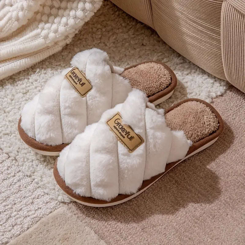 Cozy Plaid Colorblock Slippers — Cloud Slides