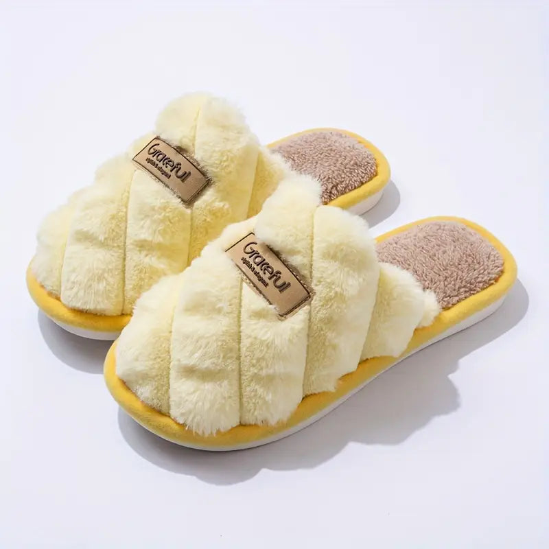 Cozy Plaid Colorblock Slippers