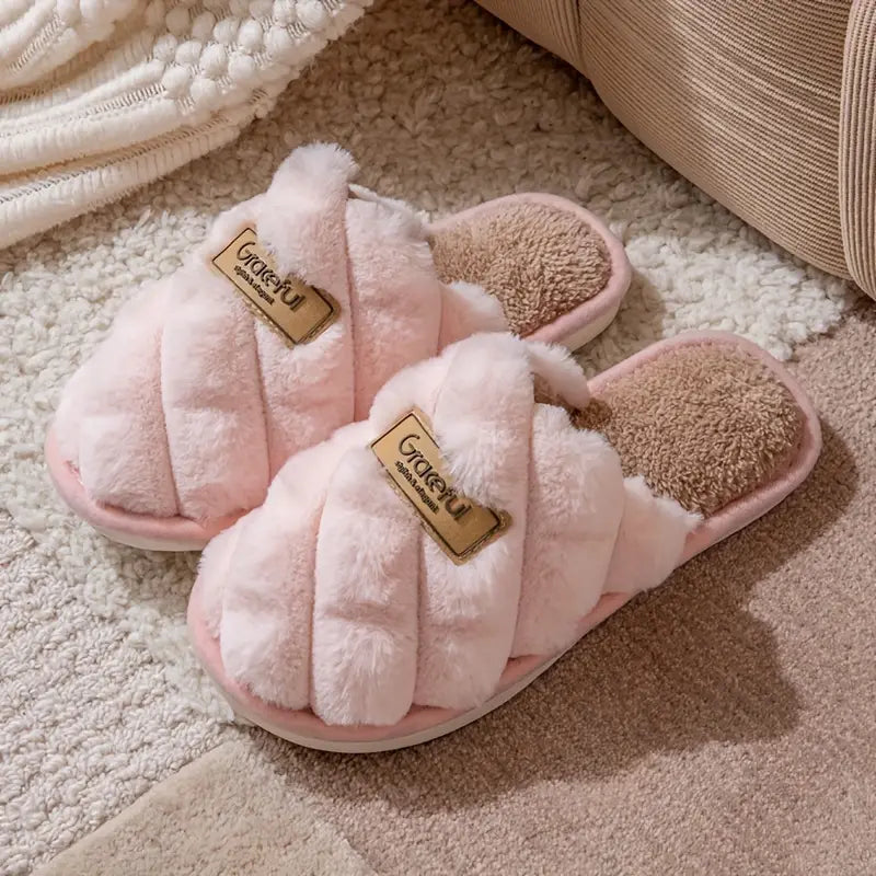 Cozy Plaid Colorblock Slippers