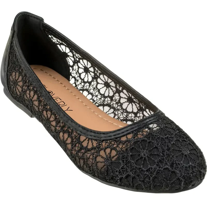 Crochet Lace Ballet Flats — Cloud Slides