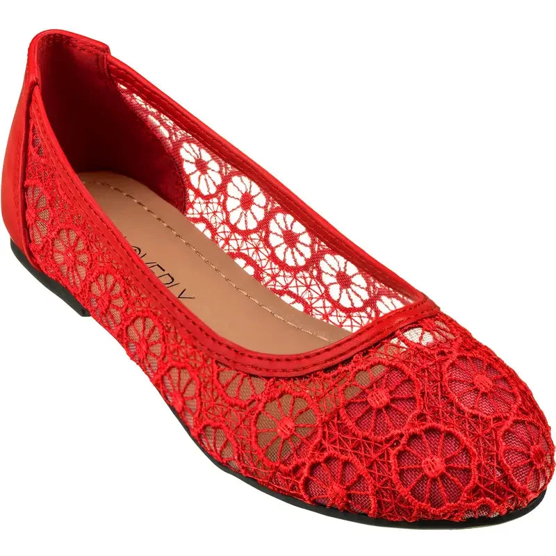 Crochet Lace Ballet Flats