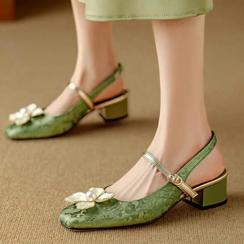 Dahlia Petal Block Heels