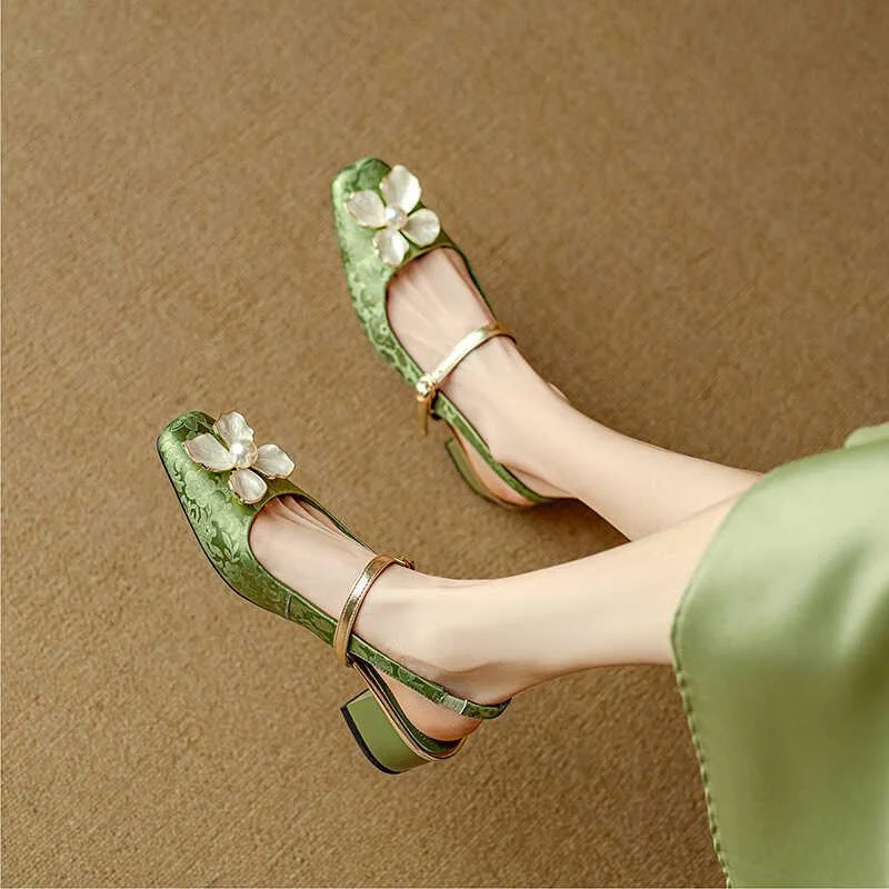 Dahlia Petal Block Heels