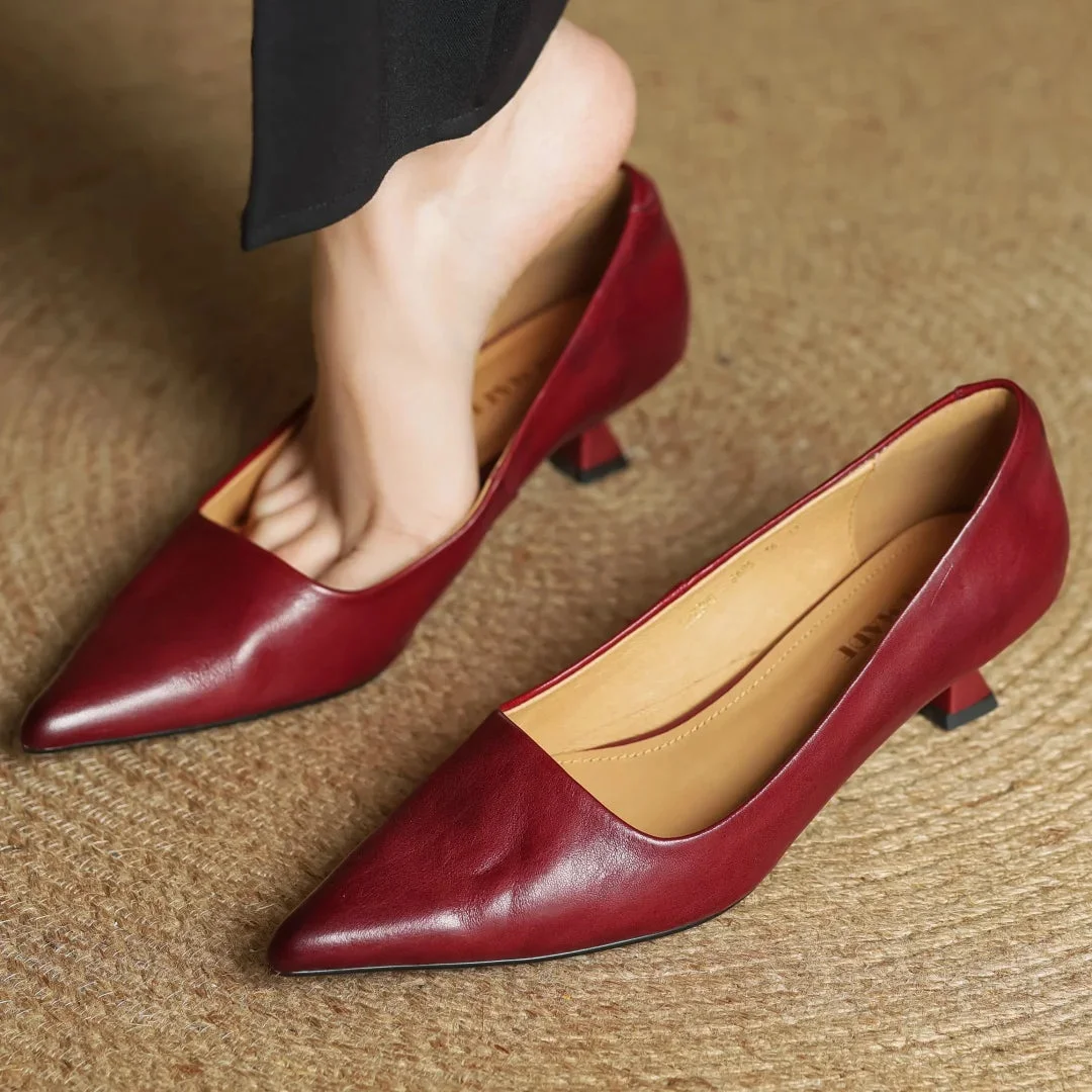 Kitten Leather Heels