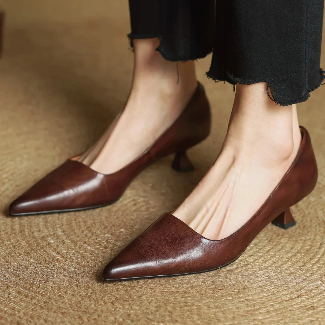 Kitten Leather Heels
