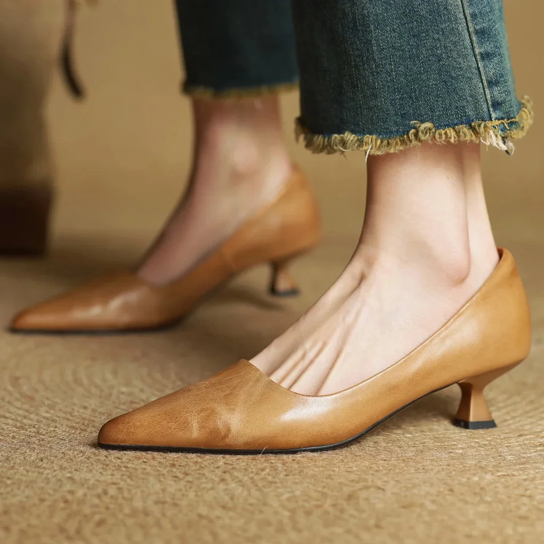 Kitten Leather Heels