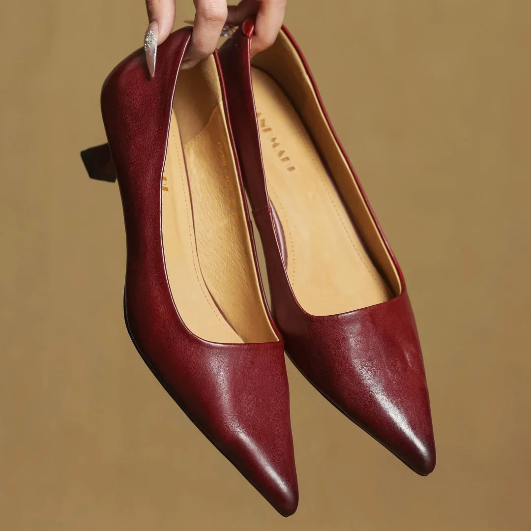 Kitten Leather Heels
