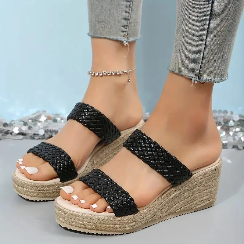 Double Strap Wedge Sandals