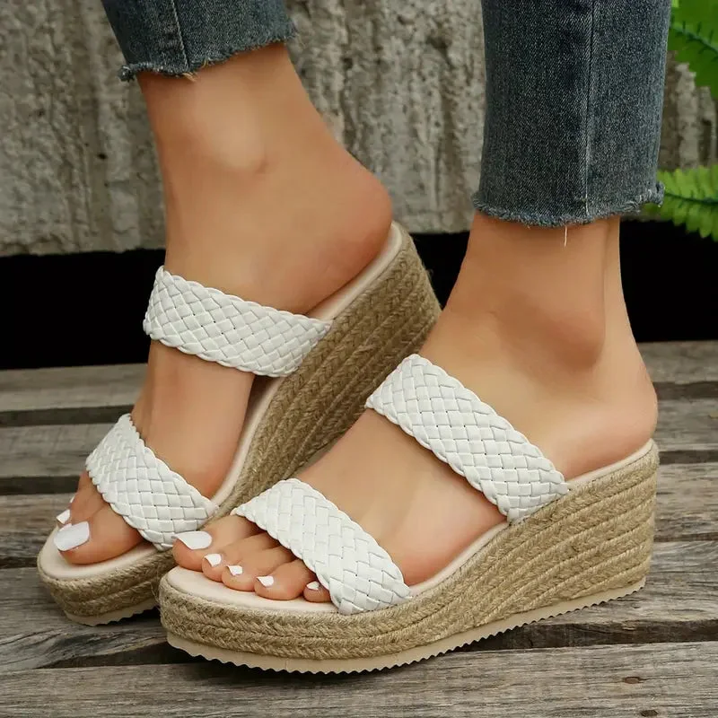 Double Strap Wedge Sandals