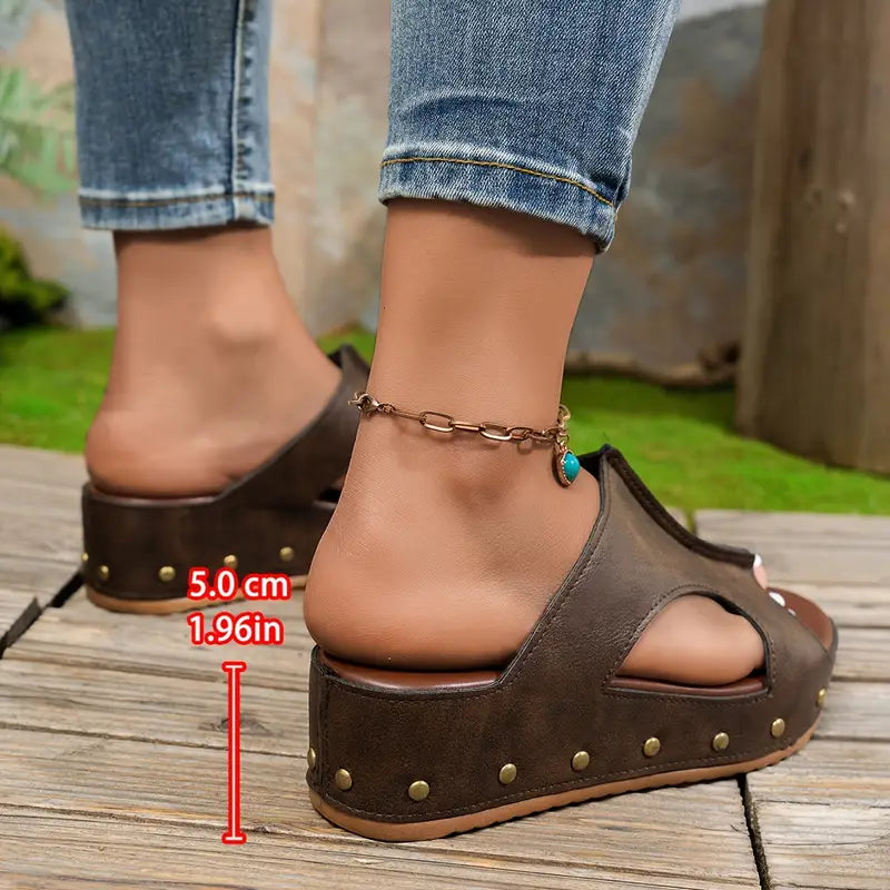 Elegant Studded Wedge Sandals