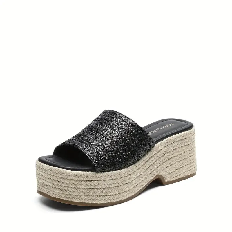 Esme Woven Platform Sandals — Cloud Slides