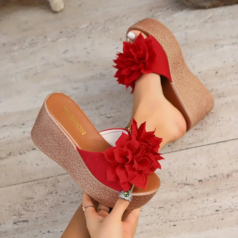 Floral Bliss Wedge Sandals — Cloud Slides