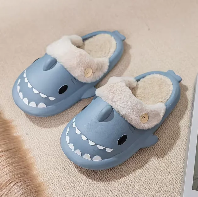 Fluffy Shark Slides Unisex Anti-Slip Winter Slippers — Cloud Slides