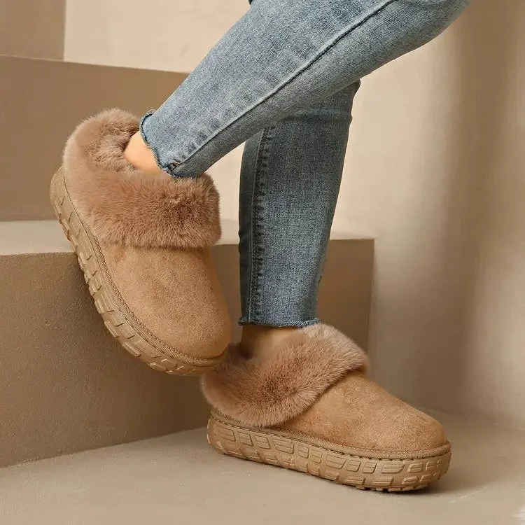 Fur Lined Suede Slippers