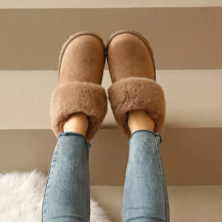 Fur Lined Suede Slippers
