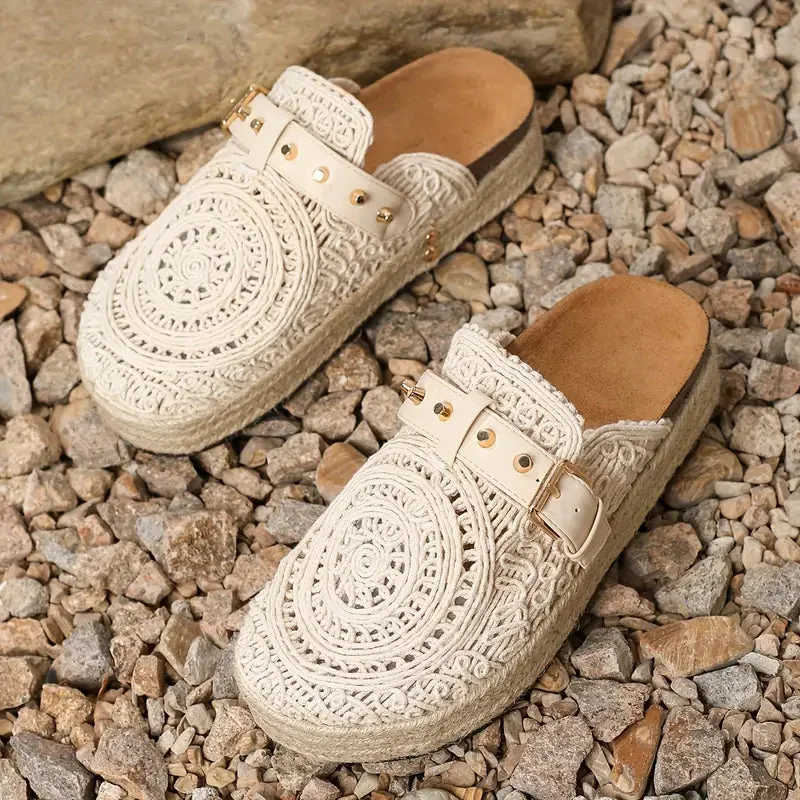 Geely Lace Wooden Clogs