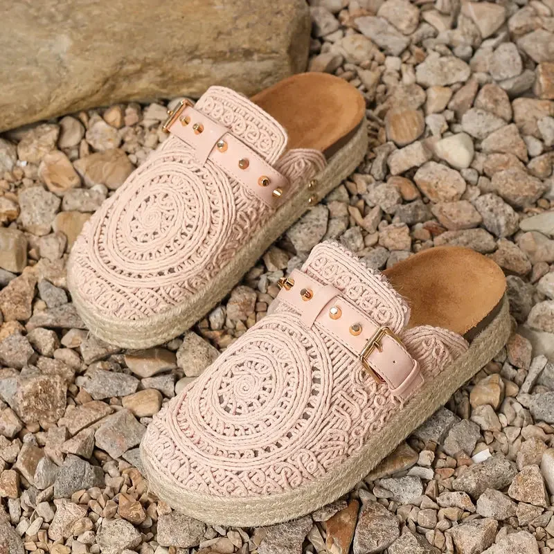 Geely Lace Wooden Clogs