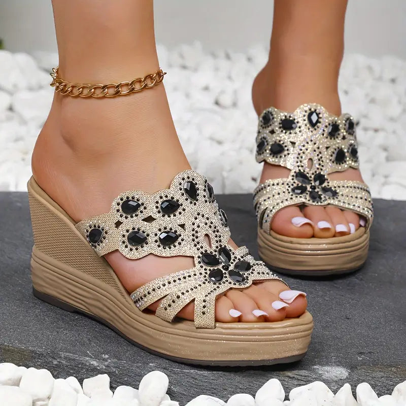 Gem Wedge Sandals — Cloud Slides