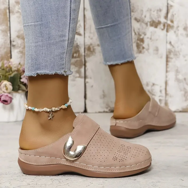 Golden Buckle Comfort Mules