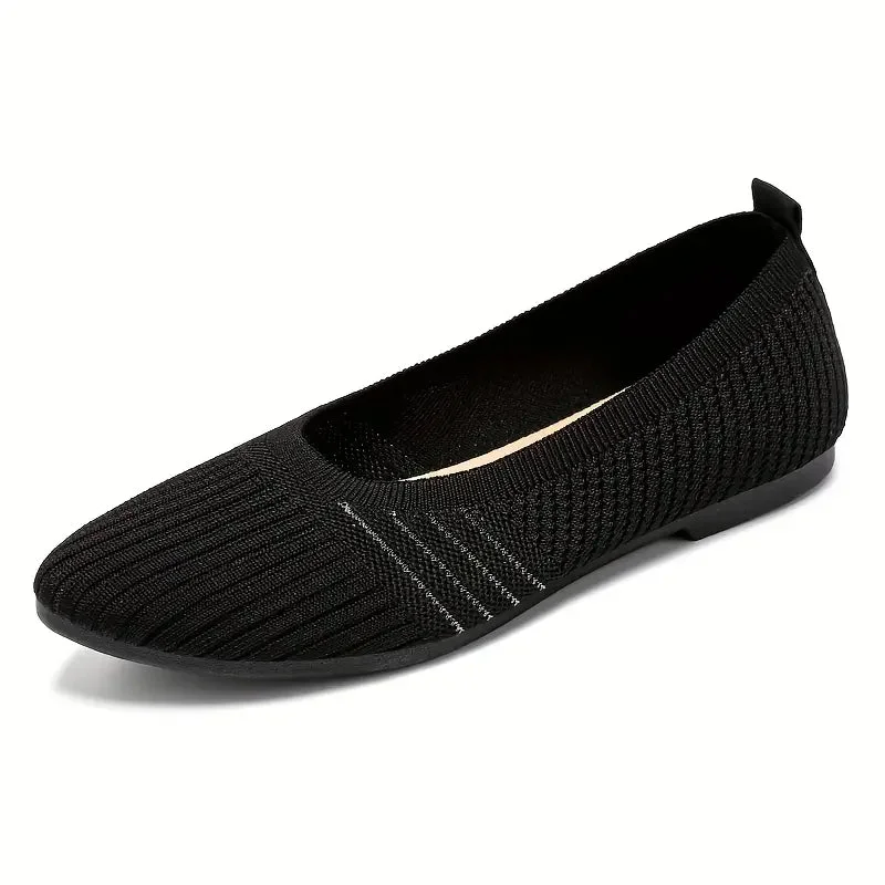 Hazel Stretch Knit Flats — Cloud Slides
