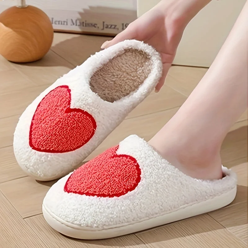Heart Fleece Slippers — Cloud Slides