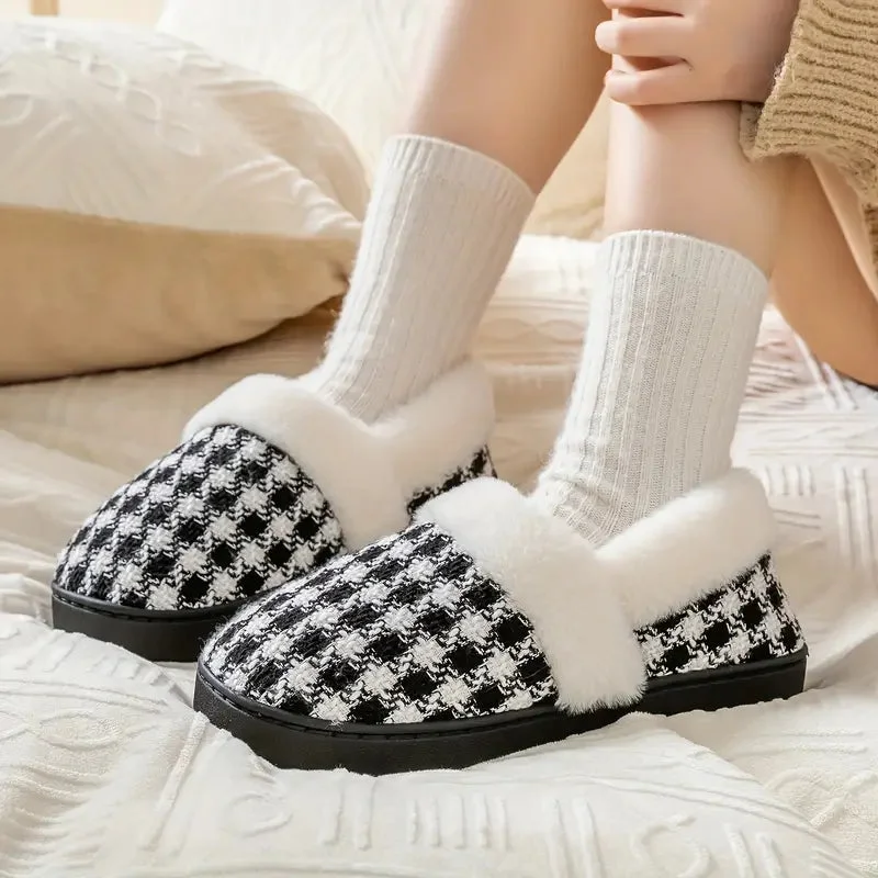 Houndstooth Slippers — Cloud Slides