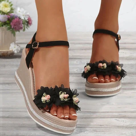 Odette Blossom Wedges — Cloud Slides