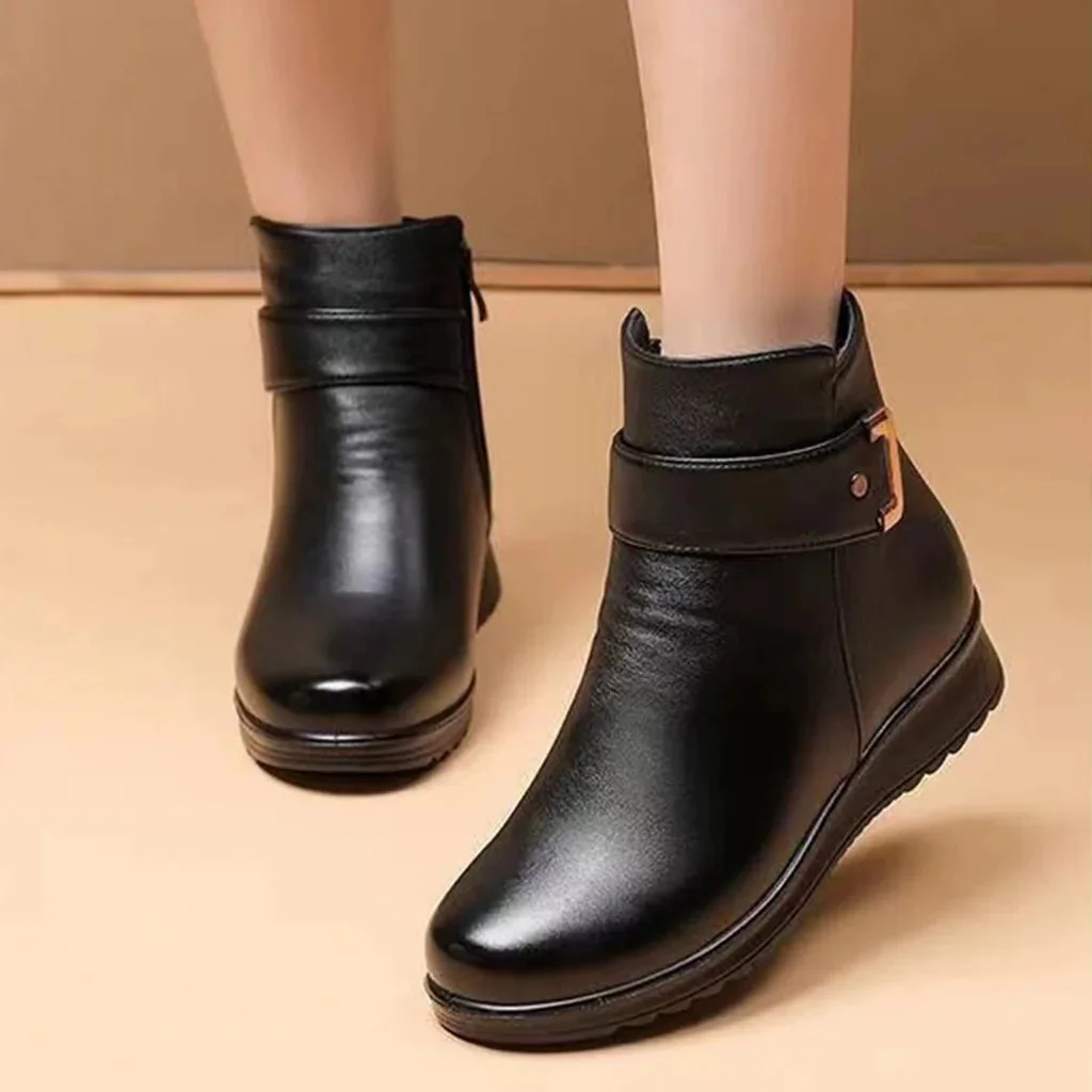 Orthopedic Buckle Leather Boots — Cloud Slides