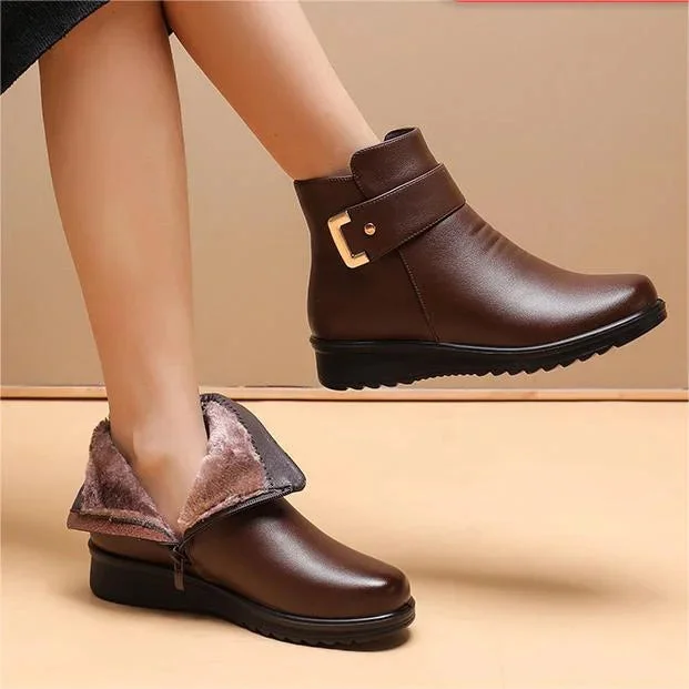 Orthopedic Buckle Leather Boots