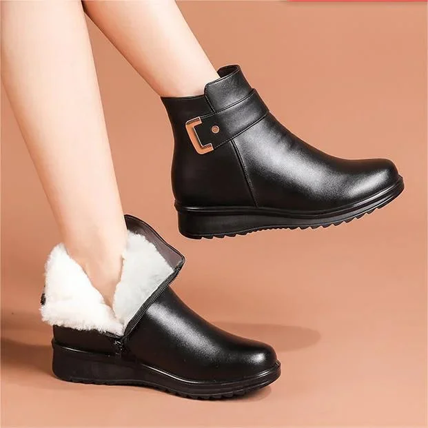 Orthopedic Buckle Leather Boots