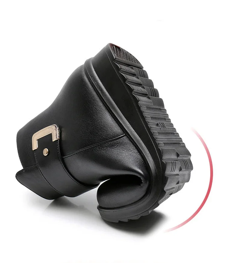 Orthopedic Buckle Leather Boots