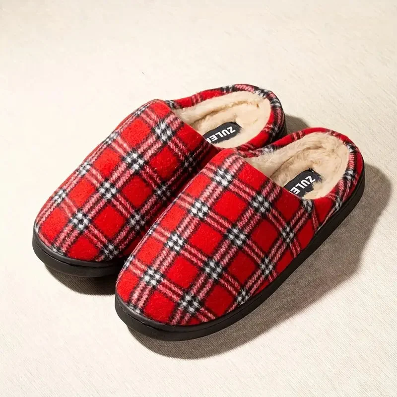 Plaid Comfort Winter Slippers — Cloud Slides
