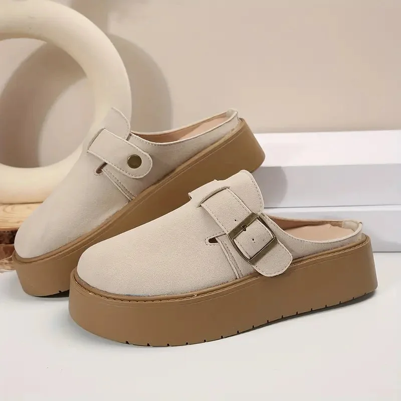 Retro Thick-Soled Half-Slippers