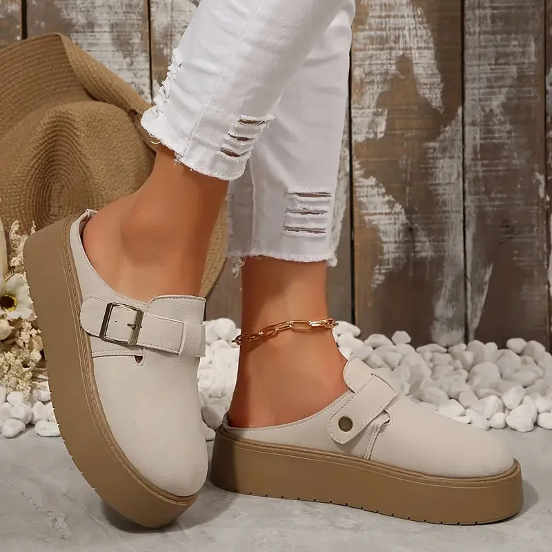Retro Thick-Soled Half-Slippers