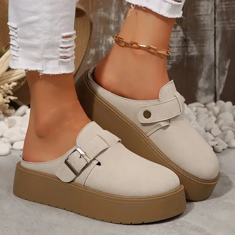 Retro Thick-Soled Half-Slippers
