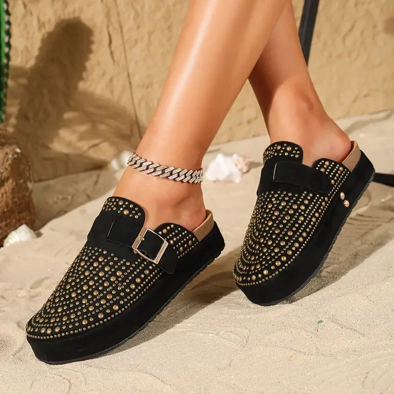Starlit Buckle Clogs — Cloud Slides